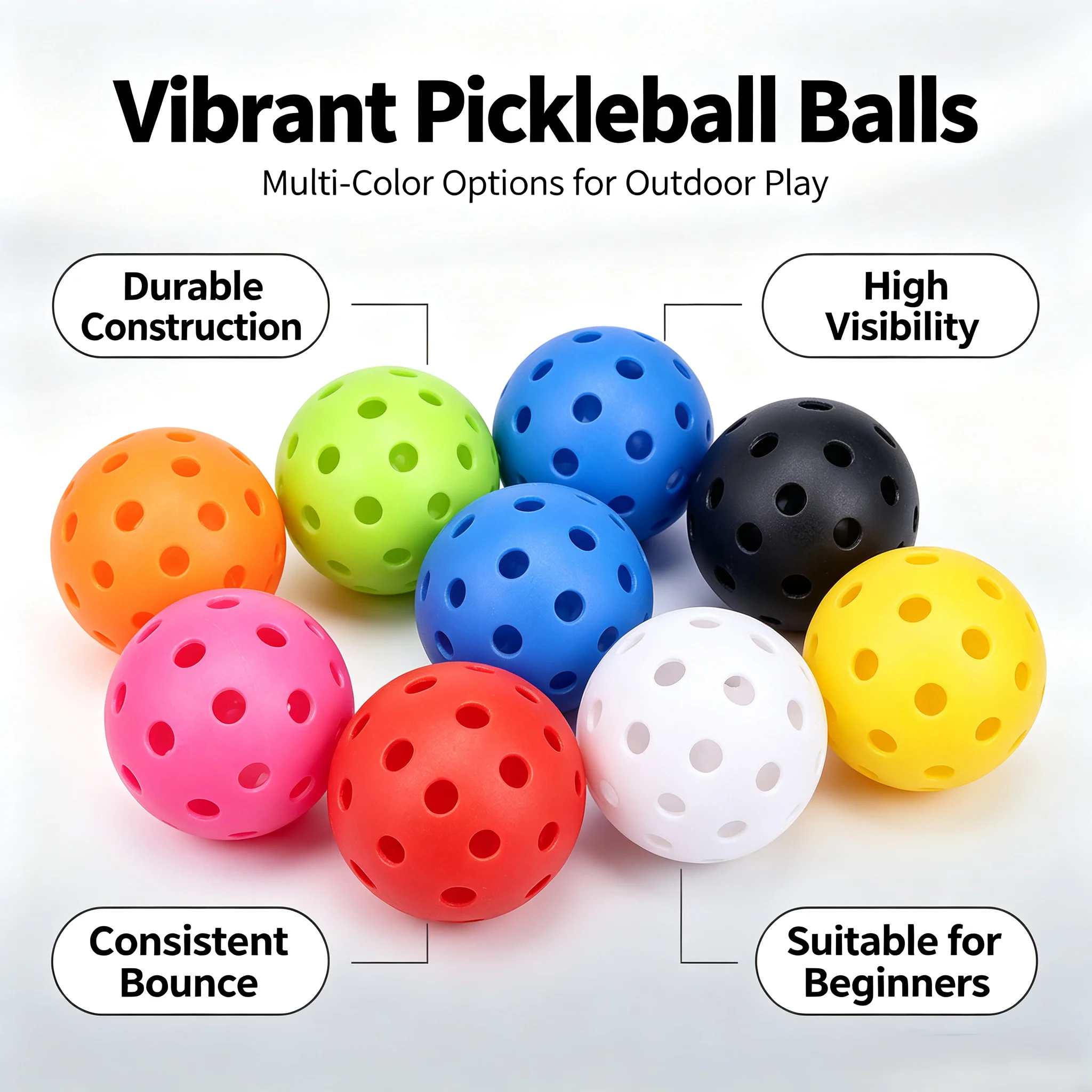 3 Pack Pickleball Balls Outdoor Indoor Hollow Perforated Training Pickle Balls with Storage Tube for Beginners Recreational