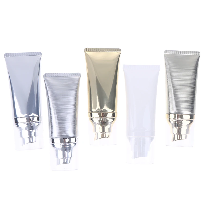 30/50ml tubos portáteis vazios espremer fundação bb creme loção cosmética garrafa de viagem com bomba de vácuo recipiente recarregável