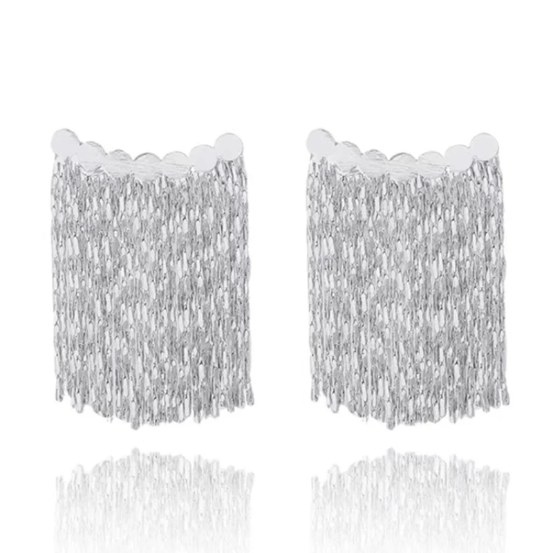 

Hxl High-Grade Metal Tassel Earrings Light Luxury Temperament Ear Studs Earrings