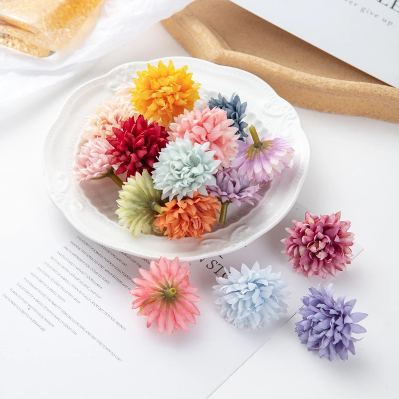 50PC Artificial Flowers Scrapbook Diy Gift Candy Box Wedding Garden Rose Arch Christmas Decorations for Home Fake Silk Carnation
