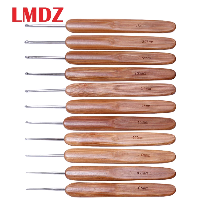 

LMDZ 0.5mm-3mm Wooden Handle Knitting Needles Bamboo Knitting Hooks DIY Crochet Hooks Needles for Weave Yarn Sewing Needles Tool