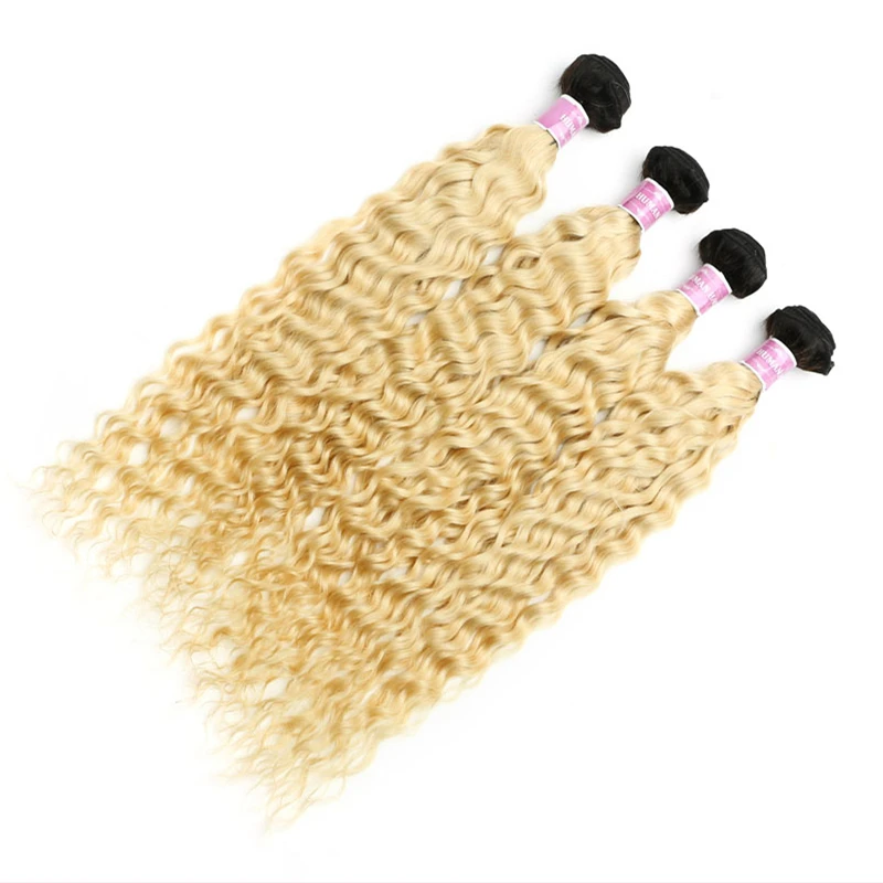 Diva Me 1B 613 Blonde Ombre Deep Wave Bundles mit Verschluss 8–30 Zoll brasilianisches Remy Haar 2 3 4 Bundles mit 4x4 Spitzenverschluss – Detail 11