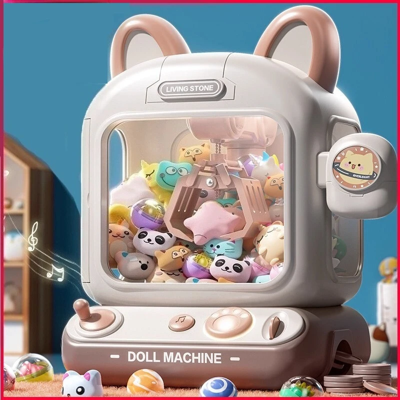 DIY Doll Machine Kids Coin Operated Play Game Mini Claw Catch Toy Crane Machines Music Doll Children Xmas Gifts Toys Boy Girls