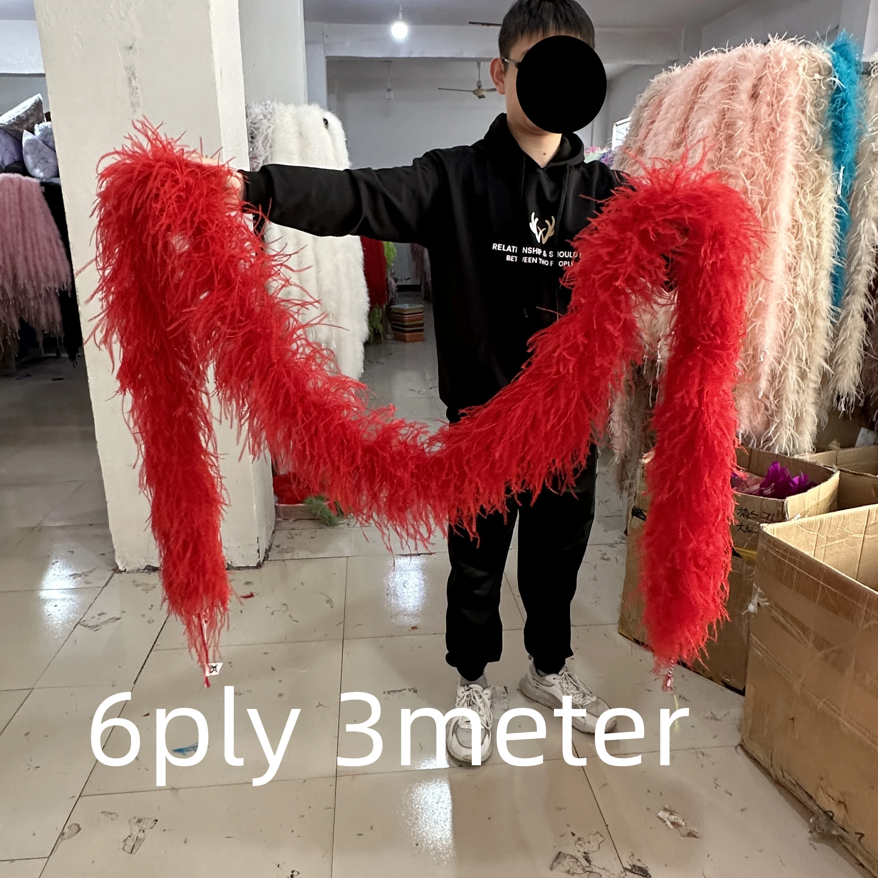 2M 3M Strusie Feather Boa 6 10 20Ply Thick Plumas Scarf Shawl For Wedding Dress Party Clothing Dance Skirt Sewing Feather Trim