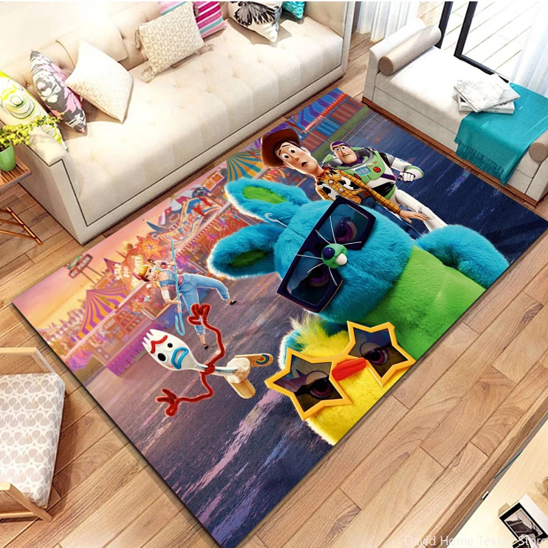 3D Cartoon Toy Story carpet for Children Living room Bathroom Non-slip Mat Round Carpet Kitchen Rug Decoration