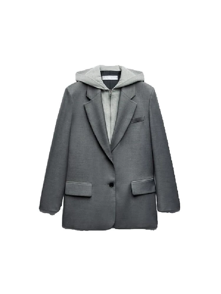 Z Nuovo design da donna Lungo Sve Felpa Sle Suit Jaet con cappello Patchwork Capispalla invernale Pendolarismo Faion Poliestere