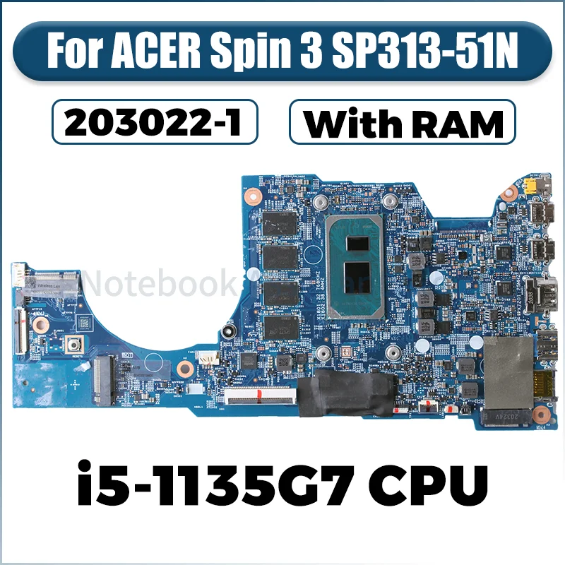 

Материнская плата для ноутбука ACER Spin 3 203022-1, 448.0MF02.0011 NB.A6SRK05, с оперативной памятью NBA6C11003, материнская плата для ноутбука