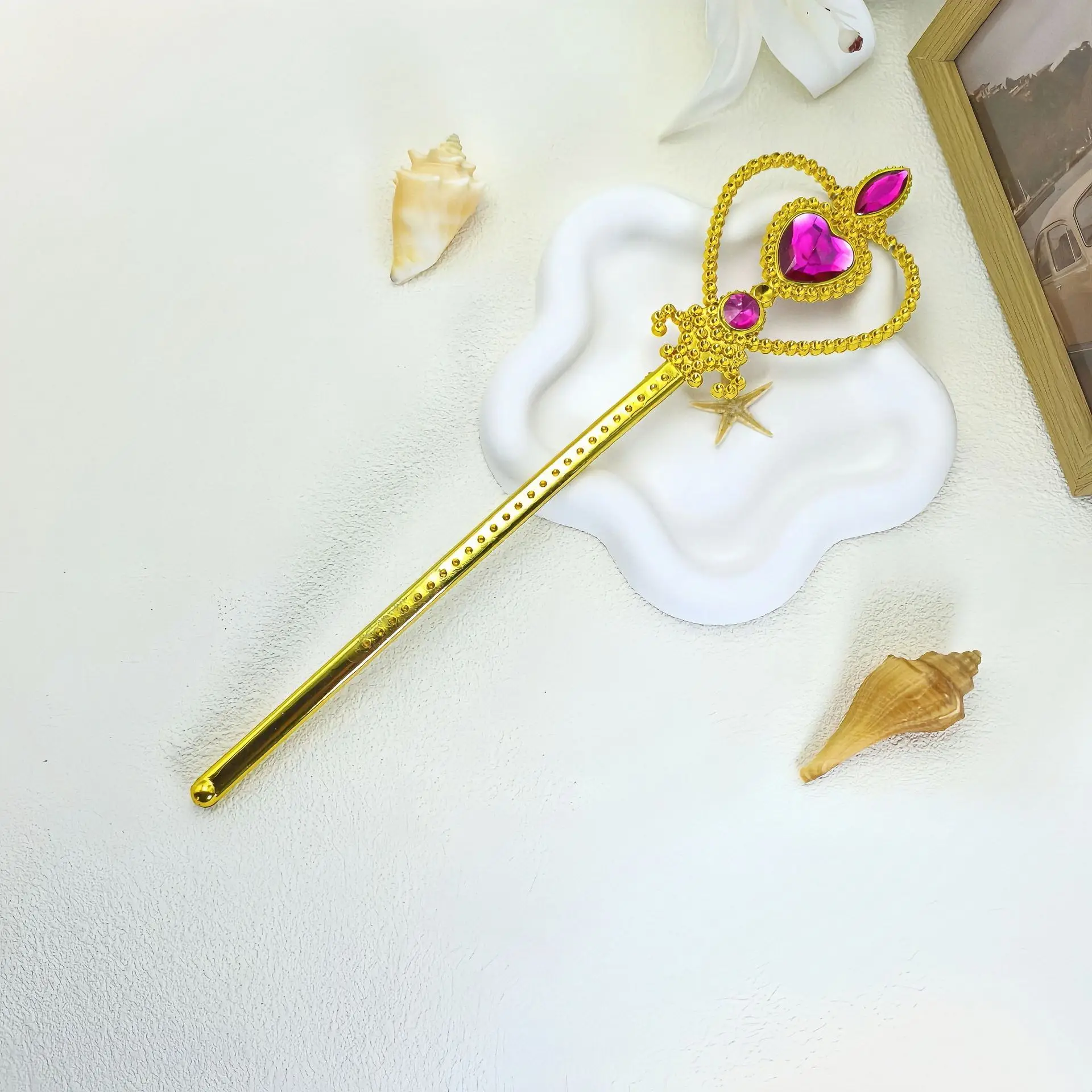 Little Girl Gold Magic Wand Toddler Princess Dress Up Fairy Magic Stick for Kids Photography Props Children Play Gifts Promotion