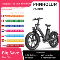 PHNHOLUN C6pro electric bike, 1000W motor, 48V 17.5Ah battery, 20*4.0 inch fat tire, 50Km/h maximum speed load 200kg