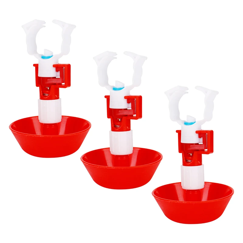 10pcs Automatic Chicken Water Hanging Cups Nipple Drinker Bird Coop Chicken Red Waterer Hanging Cup Poultry Farm Drinker Tools