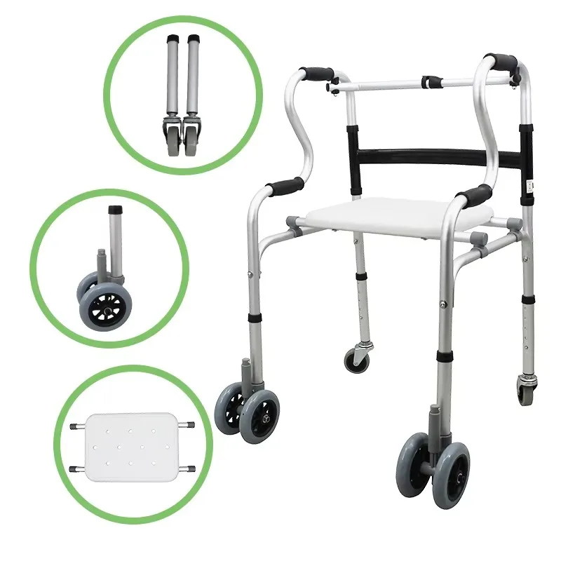 

Folding Mobility Frame Stable Walker Walking Aids with Bath Seat for Disabled Adults
