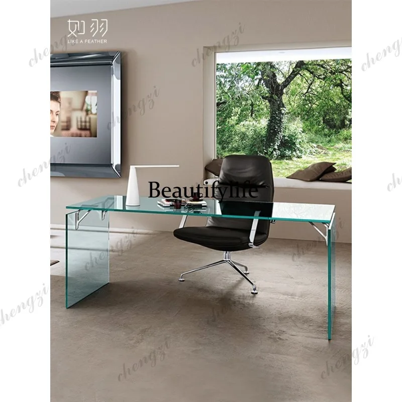 Modern simple glass desk high-end craftsmanship boss study office desk