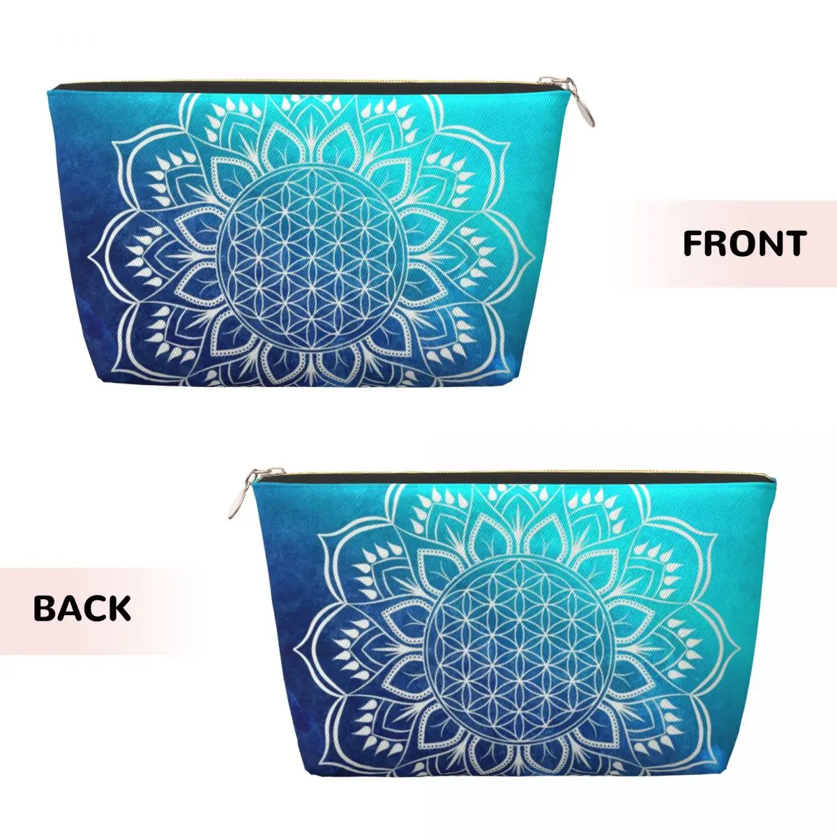 Custom Travel Flower Of Life Mandala Blue Toiletry Bag Portable Lotus Makeup Cosmetic Organizer Beauty Storage Dopp Kit Case