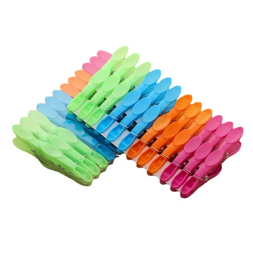 24Pcs Plastic Laundry Clothes Pins Hanging Pegs Clips Household Food Clip Clothespins Socks Underwear Drying Rack Holder