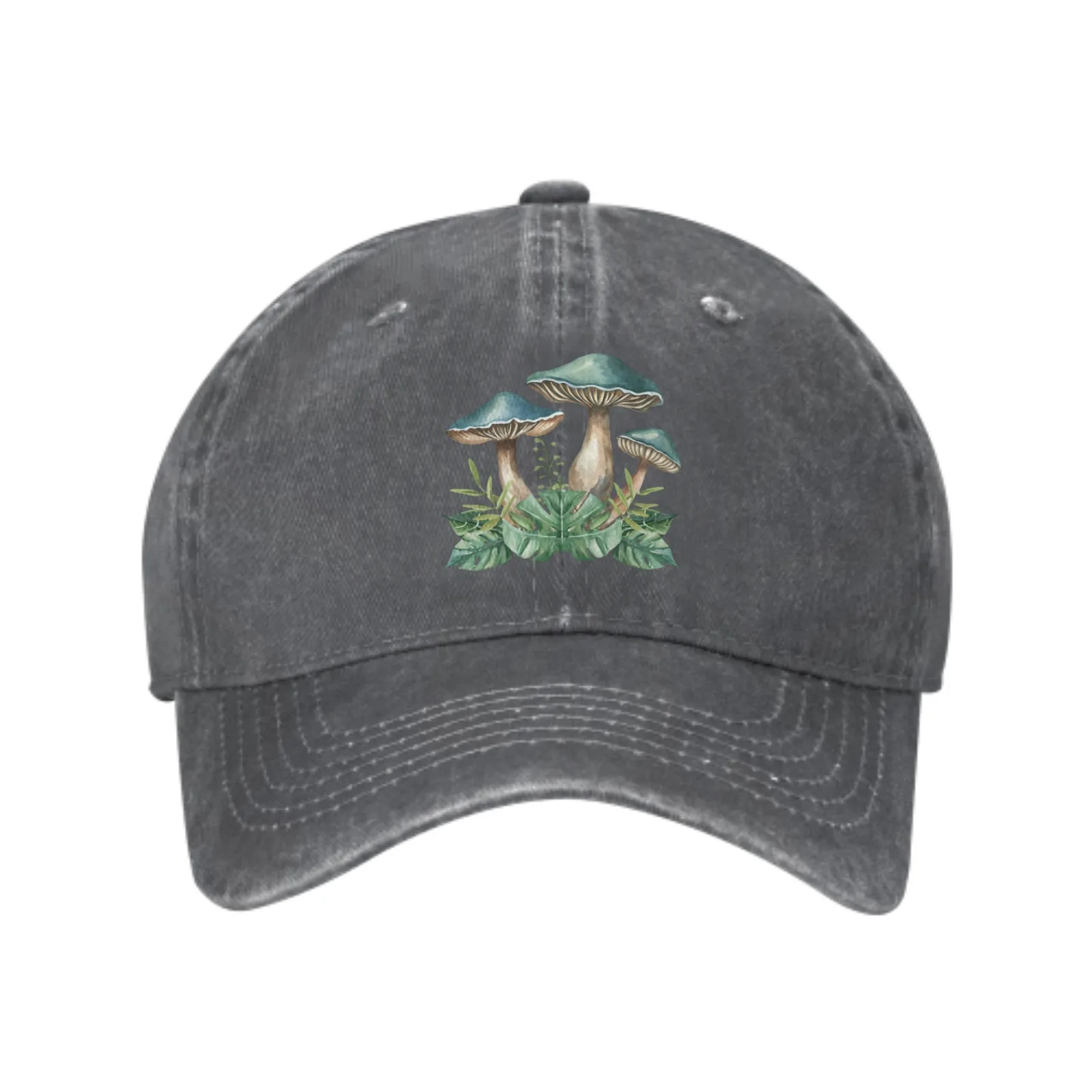 

Green Mushrooms Denim Baseball Caps for Men Women Adjustable Fashion Casual Trucker Hats for Outdoor Fishing Activities