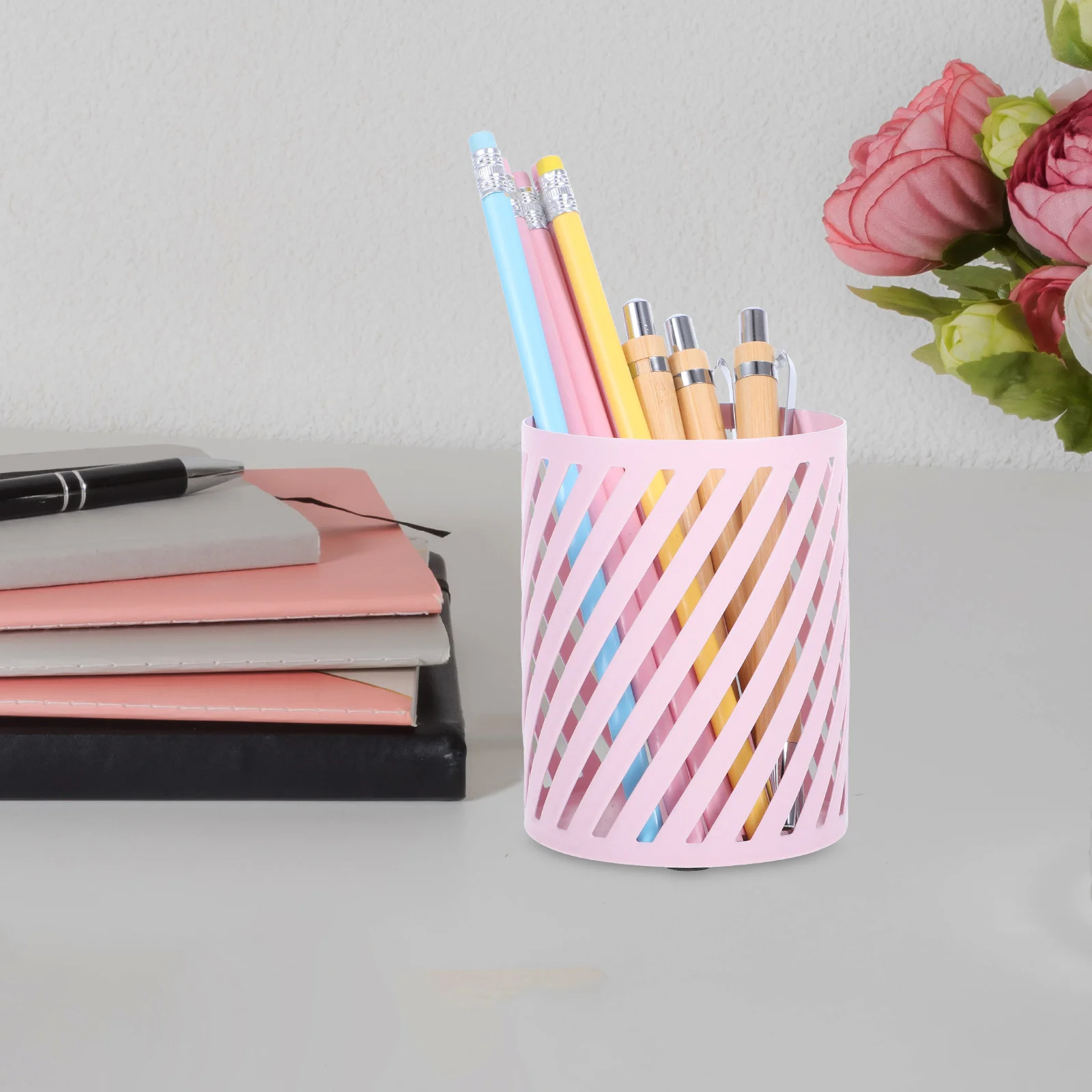 

Cute Desk Organizer for Office Supplies Modern Metal Pencil Holder Round Pen Cup Storage Stand Funny Desk Accessory for Home