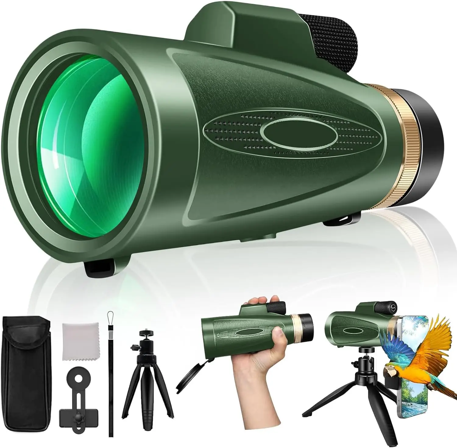 Telescopio para adultos, monoculares de visión más grande, Smartphone de alta potencia, Monocular para pájaro