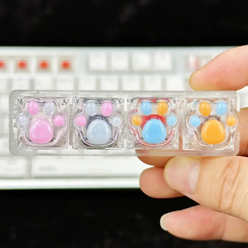 

Transparent Cat's Paw Shaped Keycaps Little Key OEM R4 Height Cat's Paw Keyboard Cap Cross Axis 3D Mechanical Keyboard Keycap