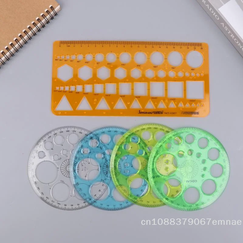 [ZYAS]1/2/3Pcs Circles Drawing Shape Geometric Drawing Stencils Tools Multifunction Geometric Template Plastic Measuring Ruler