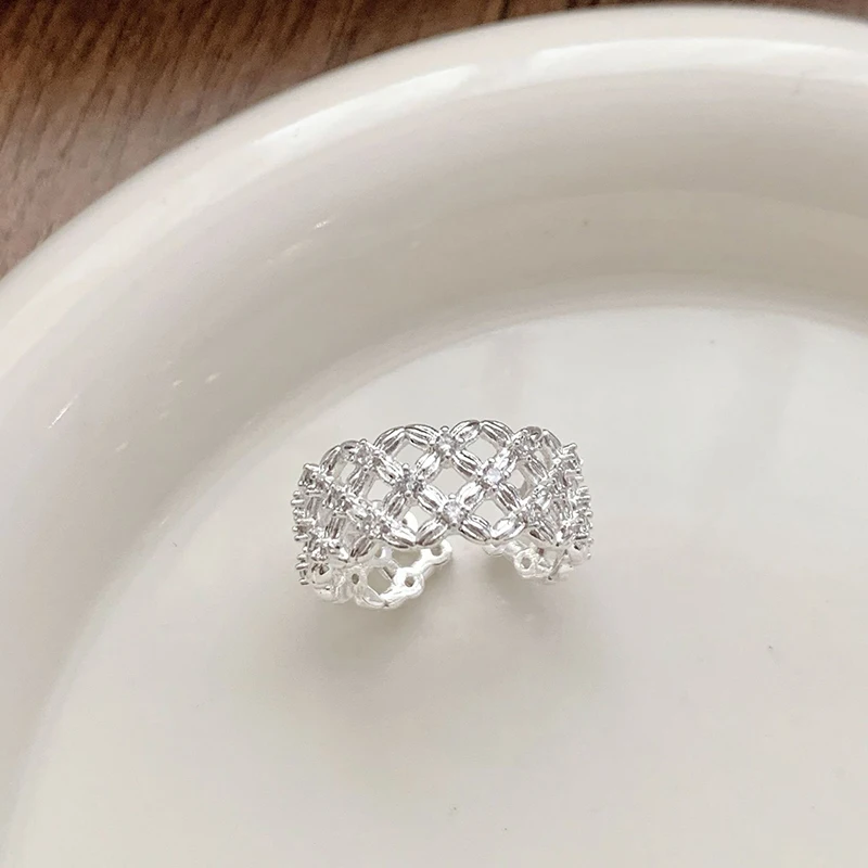 GANPUP Minimalistische Geometrische Geflecht-Verstellbare Fingerringe für Frauen, Modischer Neuer Silberfarbener Schmuck, Geschenk für Party und Büro кольцо – Detail 6