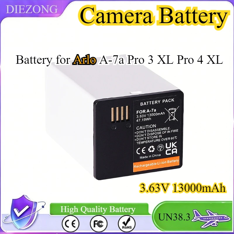

Аккумулятор 3.63V 13000mAh для камер Arlo A-7a Pro 3 XL Pro 4 XL, аккумулятор для камер-прожекторов, перезаряжаемая батарея