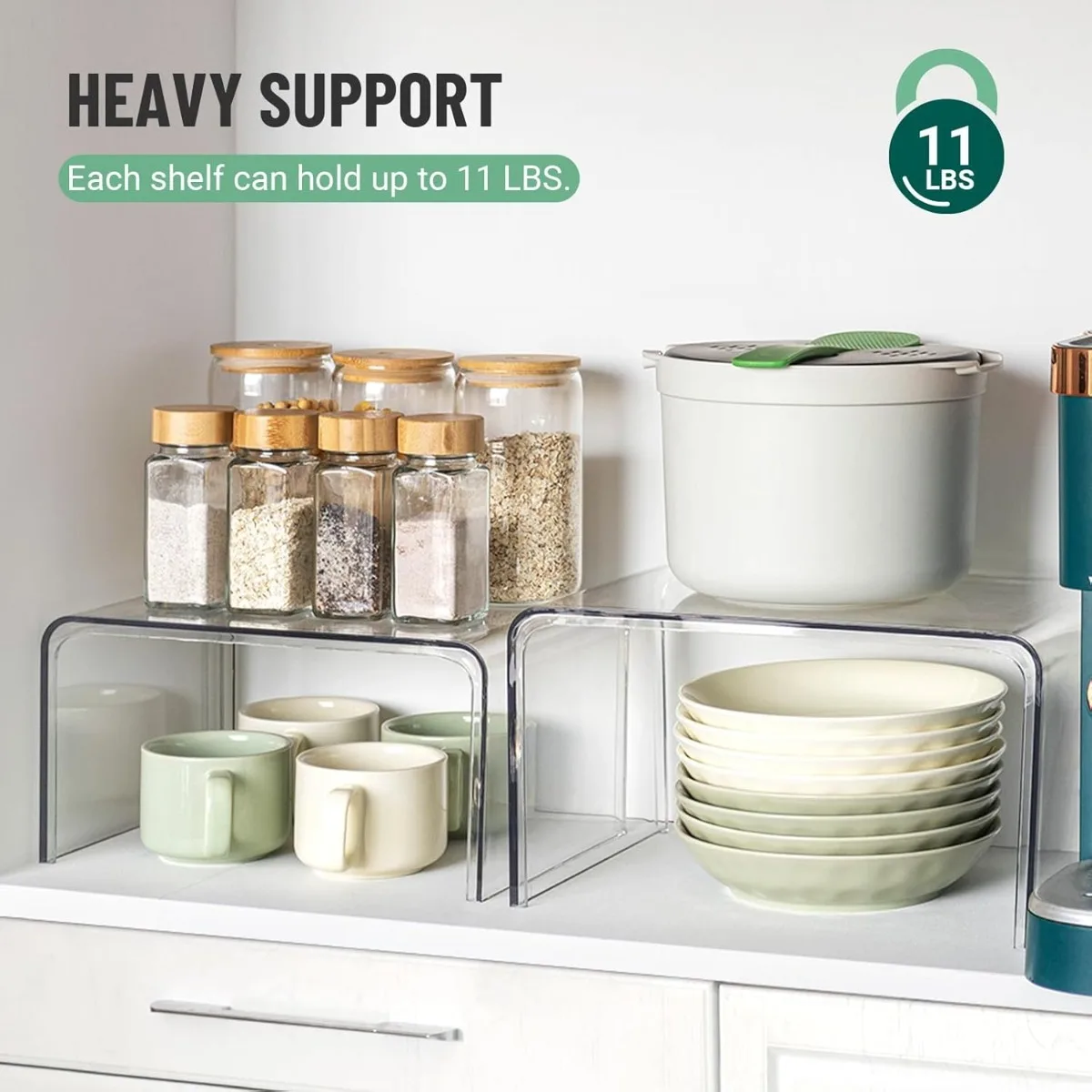 

Clear Cabinet Organizer Shelf Set of 2 Organizer For Kitchen Storage Display Pantry Cabinet Shelf Room Countertop Desk Organizer