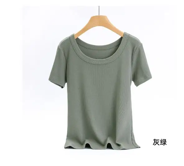 Solid Basic Short Sleeve Womens Tshirt Casual color