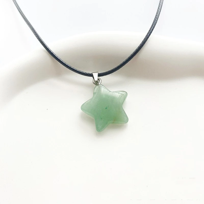Trend Naturstein Hexagon Kristall Rosenquarz Opal Stern Anhänger Halskette für Frauen Fluorit Lapis Kugel Pendel Schmuck Geschenk