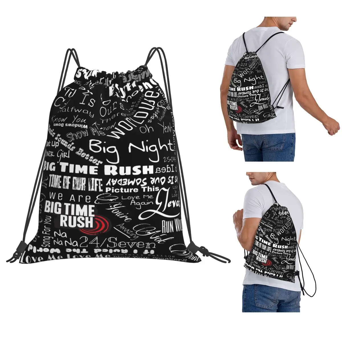Big Time Rush Band Backpacks Multi-function Drawstring Bags Sundries Bag Book Bags for Travel School