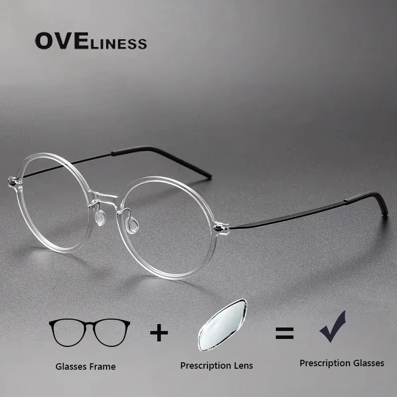 

optical Round Screwless Spectacles Acetate Titanium Glasses Frame Men Women myopia Prescription Eyeglasses frame eyewear