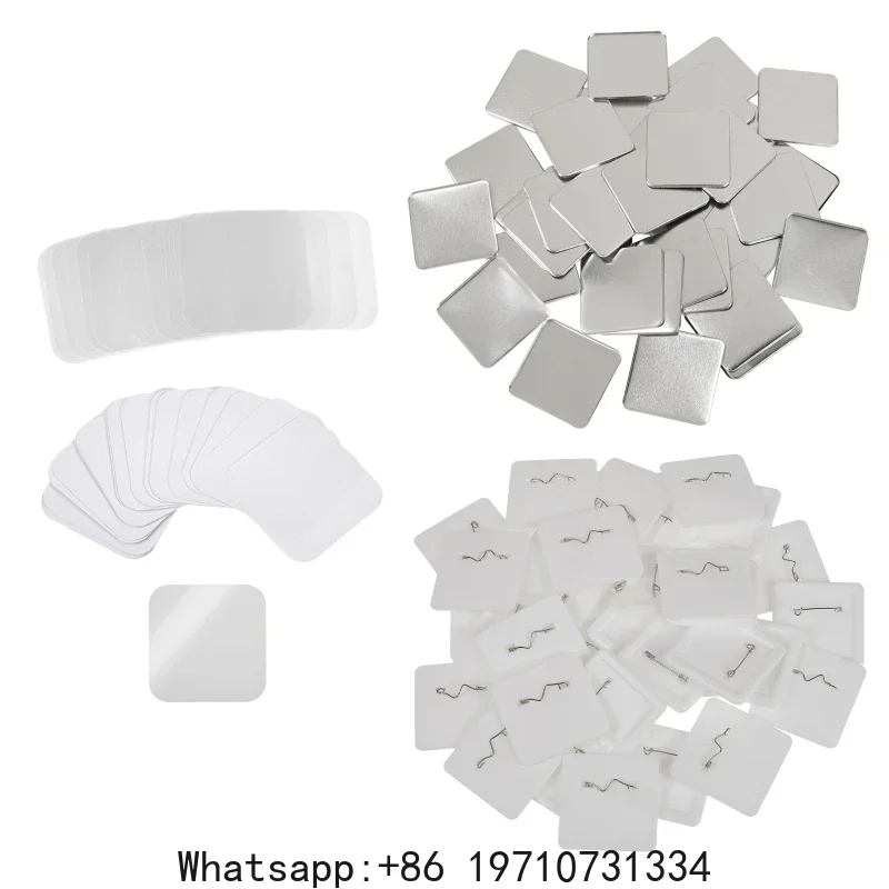 100pcs Square DIY Blank Pin Button Badge Material 50x50mm Badge Button Making Parts Punch Press Machine Supplies Art Craft