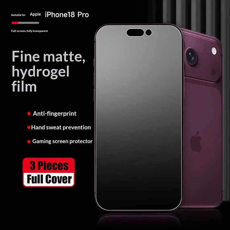 3PCS Full Cover Matte Hydrogel Film for iPhone 18 Pro Max Front Clear TPU Protective Screen Protector for Apple iPhone 18 Pro