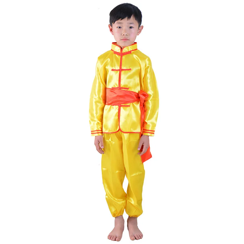 New 4 Colors Chinese Traditional Wushu Costume Martial Arts Uniforms for Kids Taichi Clothing Jacket+pant+belt