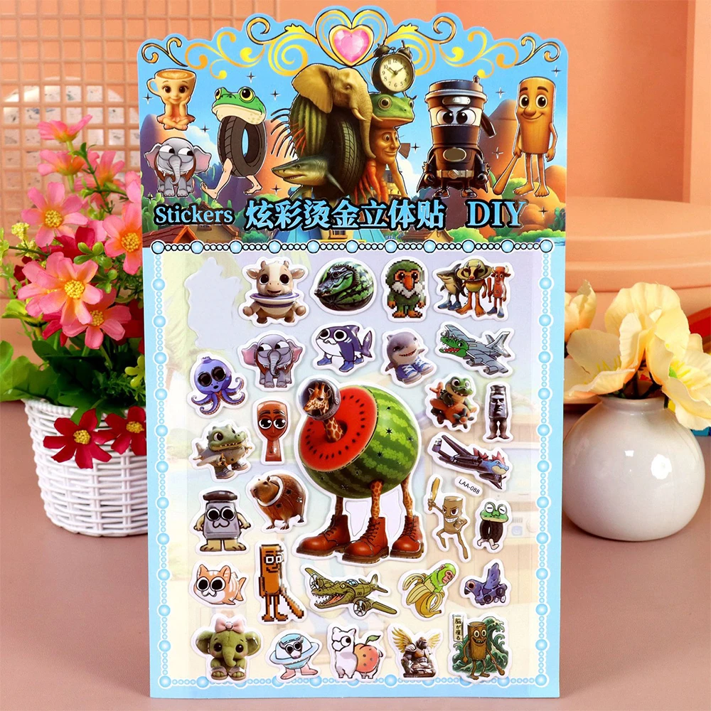 تونغ تونغ صحور الإيطالية Brainrot AI Abstrac الحيوان فقاعة منتفخ ملصقات الكمبيوتر المحمول جراب هاتف ثلاجة السيارة مضحك لاصقة تزيين #4