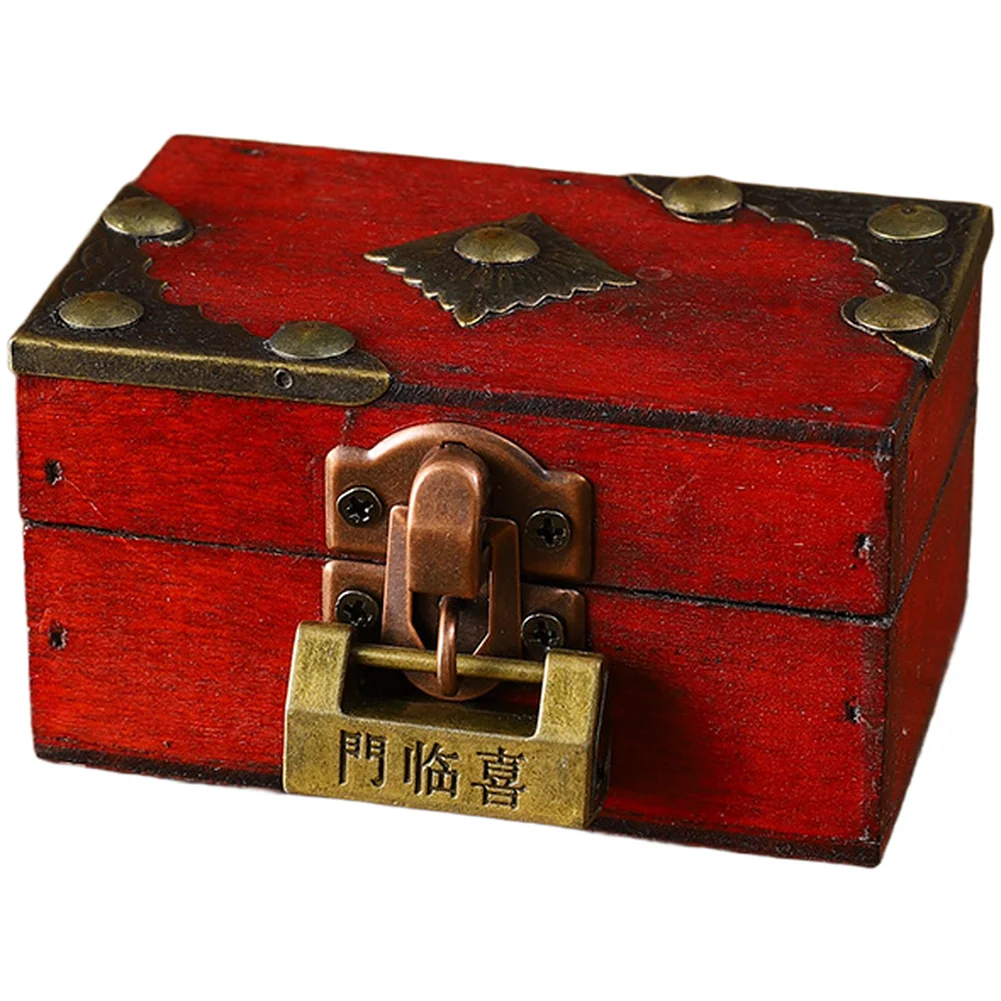 Vintage Wooden Jewelry Box with Lock Classic Antique Style Storage Case for Home Desktop Organization and Display