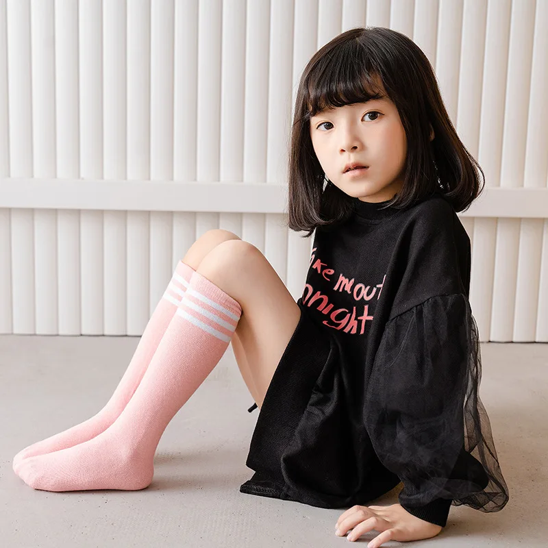 Children Socks Striped Student Socks Multi Colored Girls Calf Socks Cotton College Style Tube Socks Kid Clothing Accessories