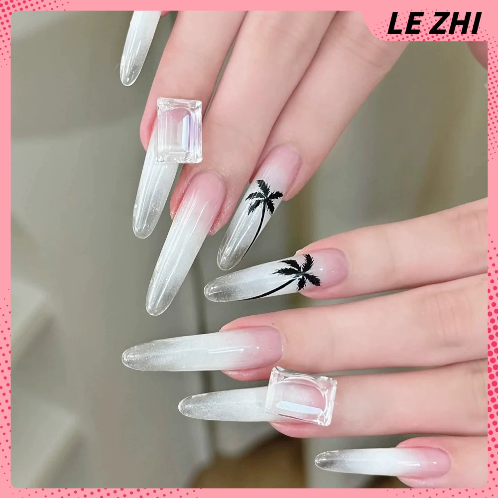 سبايس جيرل مرحبا كيتي اليدوية طويلة مربع خنجر مسمار حزب ملصق Bowknot الماس مرآة سحرية مسحوق الفرنسية الصحافة على الأظافر