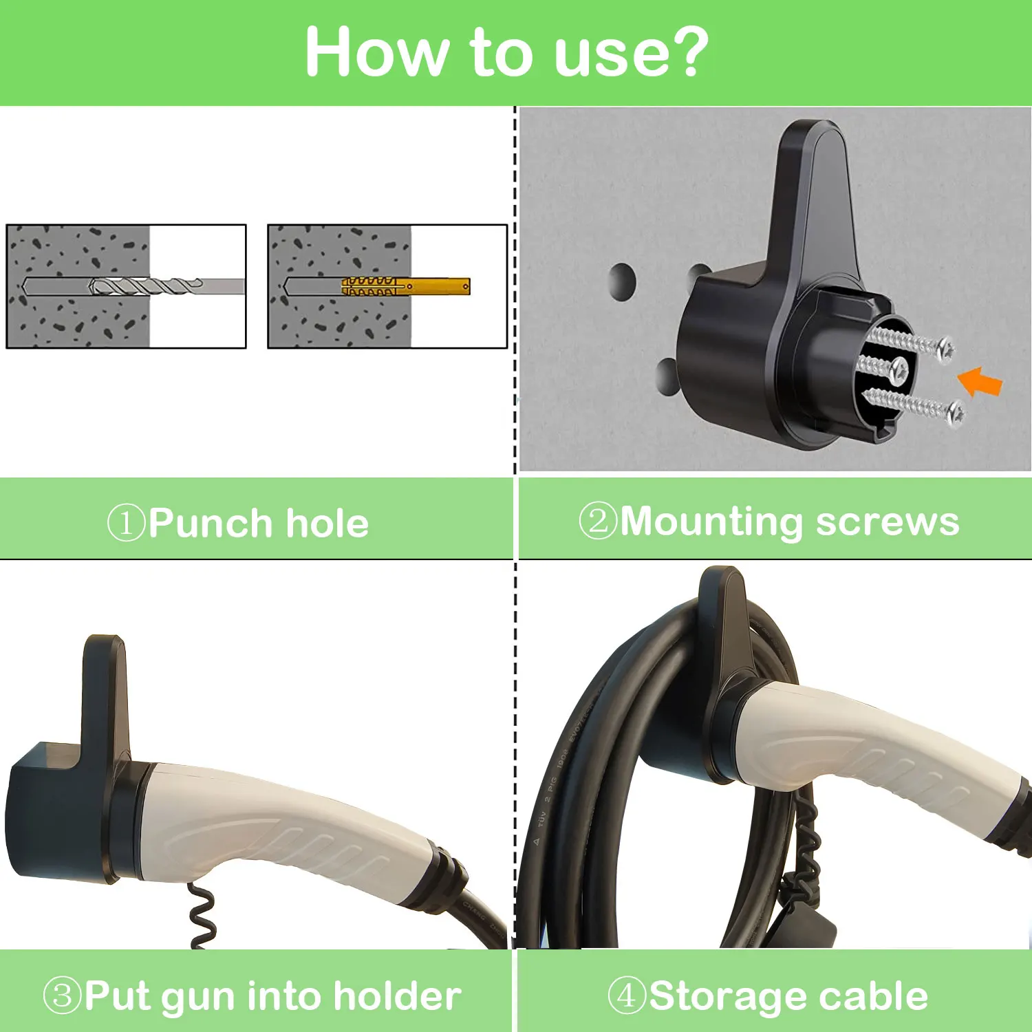 Daolar Ev Oplader Houder Elektrisch Voertuig Type 2 Type 1 Oplaadkabel Bescherming Wallbox Oplader Kabelhouder Connector Socket