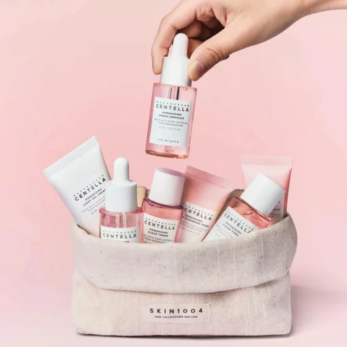 Imagen 2 del producto Kit de Viaje Coreano con Sal Rosa de Centella, Tónico PoreMizing, Espuma, Ampolla Refrescante para el Cuidado de los Poros y Crema en Gel Ligera, Mini Set de Cuidado Diario de la Piel