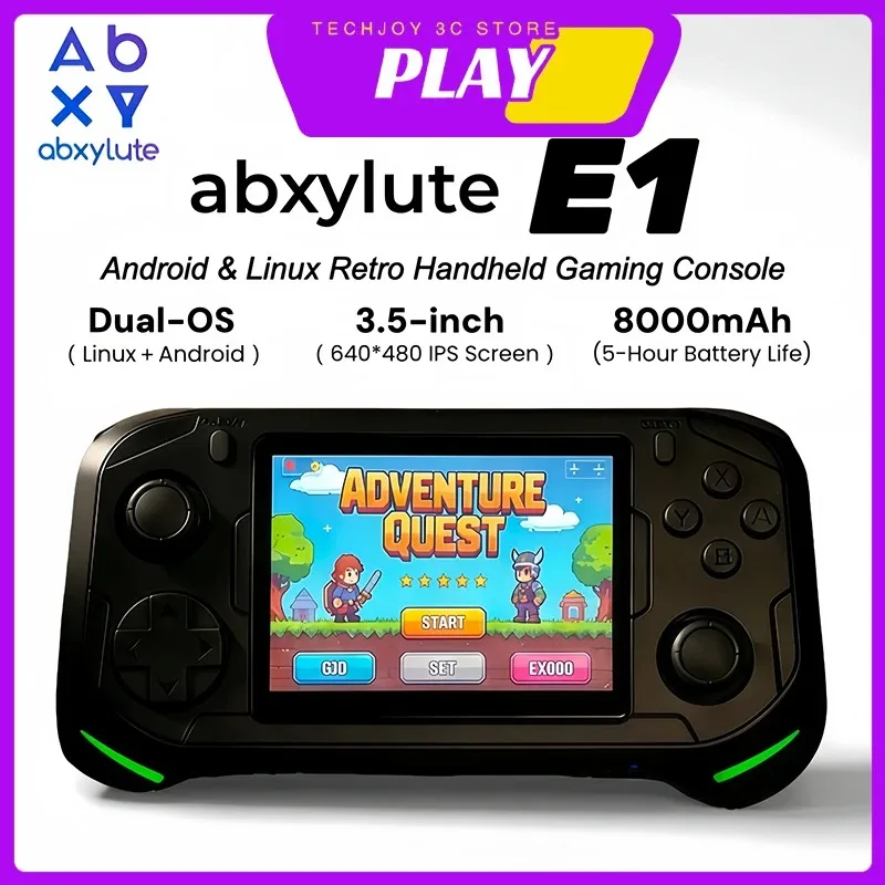 

Портативная игровая консоль Abxylute E1 RK3566 с 3,5-дюймовым экраном 640*480, двумя ОС (Android и Linux), аккумулятором 3000 мАч, ретро-портативная PSP, подарок