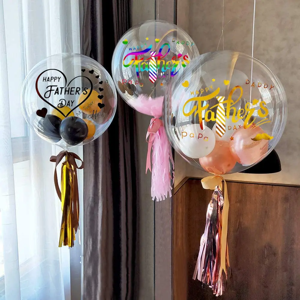 6pcs Mother\'s Day decorations Happy father Balloon Stickers Gold Black DIY ballons stickers Mother Birthday Party Decoration