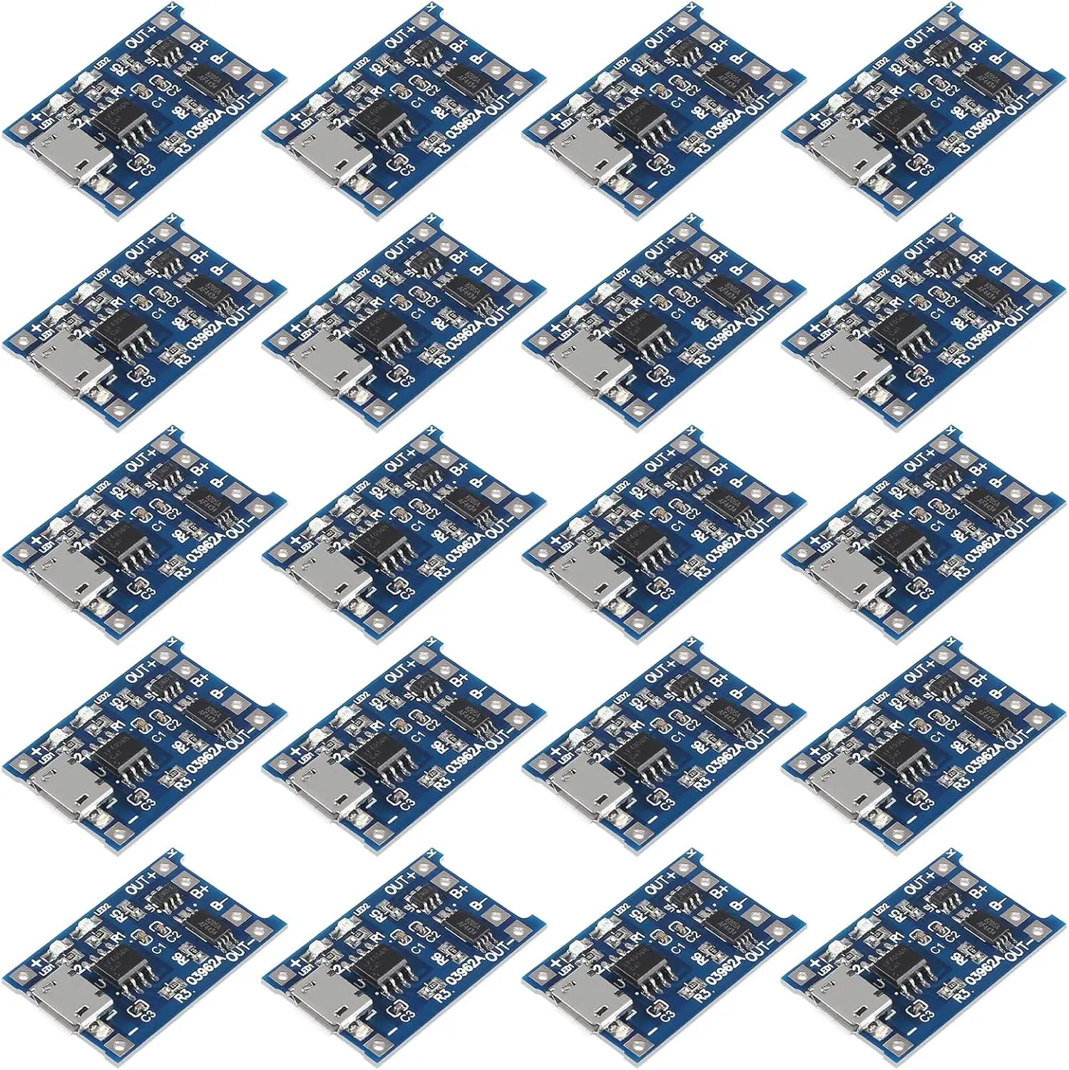 20 Stück Batterieladeplatine Micro USB TP4056 Lithium-Batterieladegerät Modul Ladeplatine mit Schutz 5V 1A Doppelfunktionen