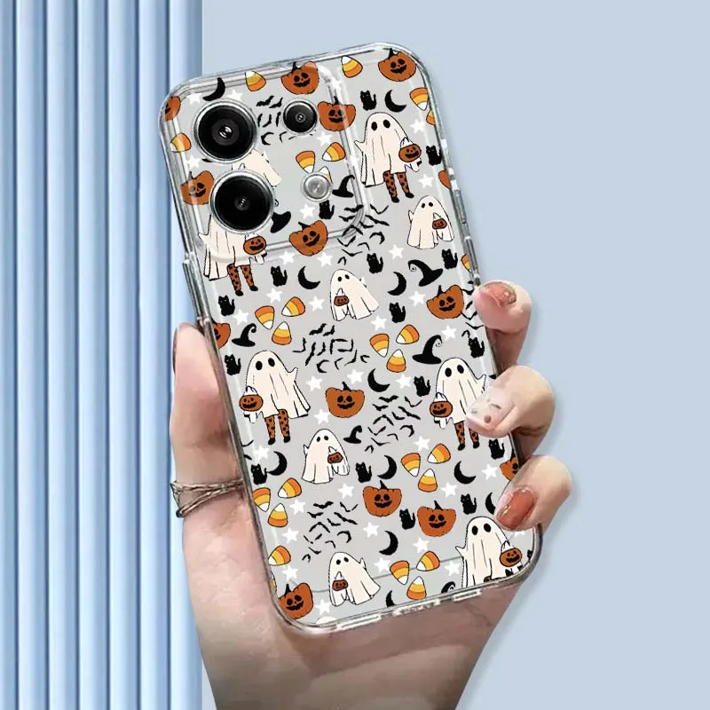 

Cute cartoon ghost pattern For Xiaomi Mi Poco F2 F3 F4 F5 F6 X5 X6 X7 Pro TPU Protection Transparent Phone Case