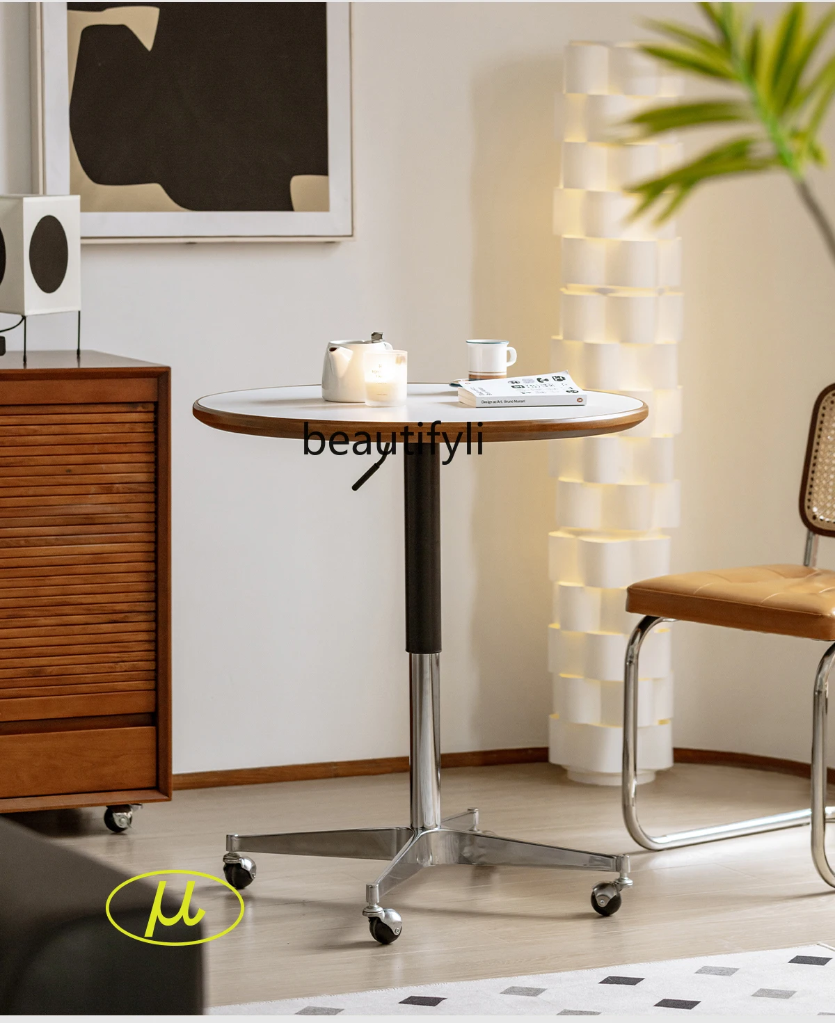 

Solid wood lifting slate Nordic retro Japanese home removable desk sofa side table