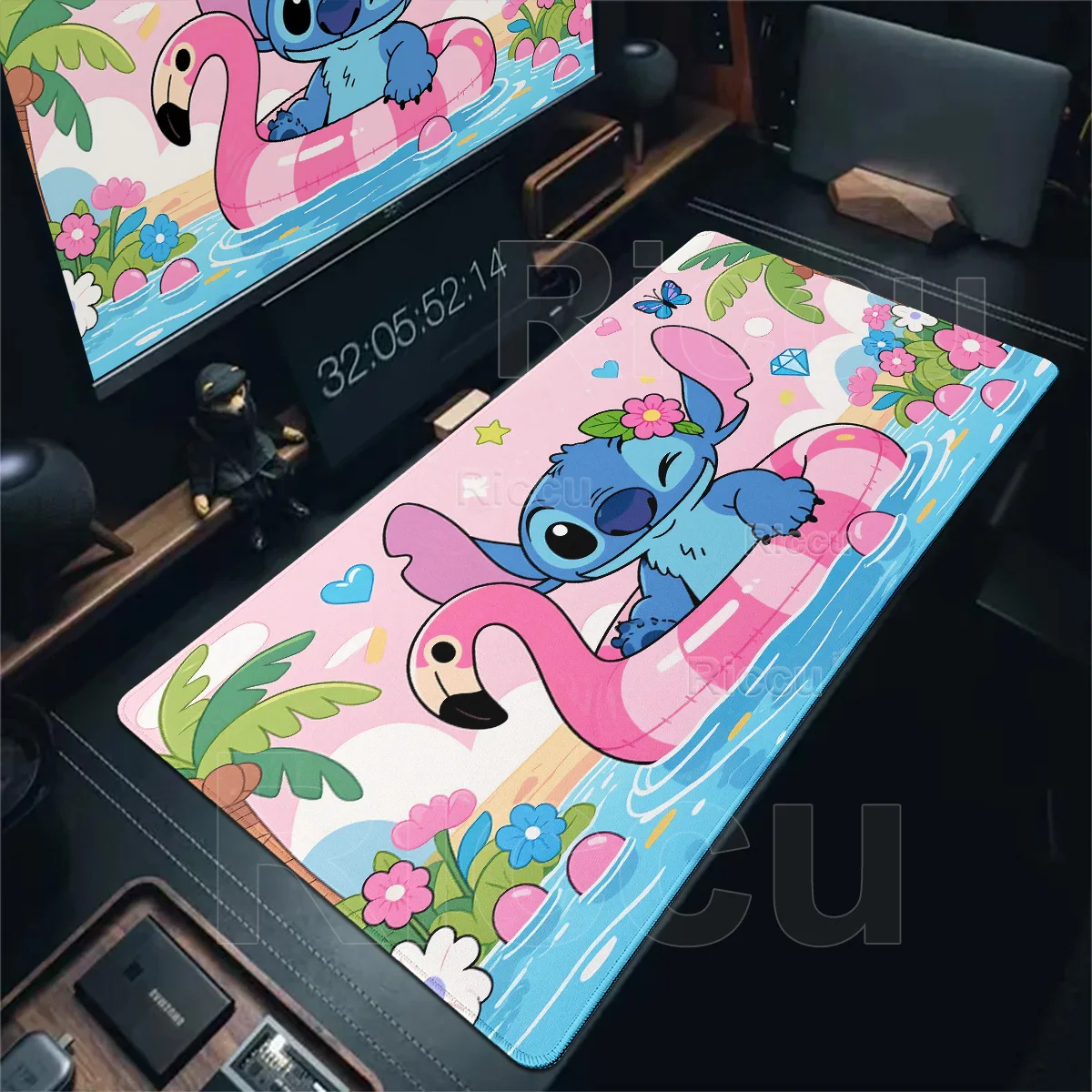Kawaii Pink Anime Stitch Mouse Pad Computer Accessories Gamer Lock Edge Keyboard Cute MousePad PC Non-slip Speed Soft HD DeskMat
