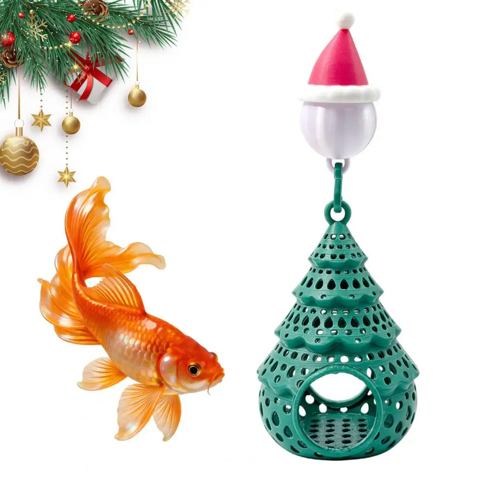 Floating Ornament for Freshwater Tanks Christmas Tree Aquarium Ornament with Santa Hat Float Fish Shrimp for Holiday for Fish
