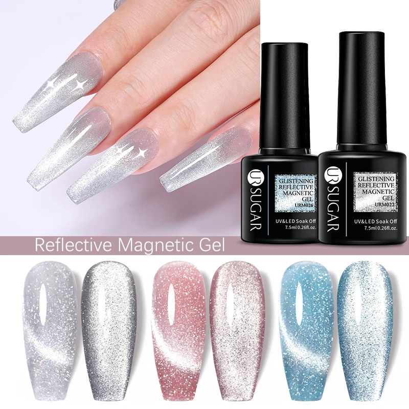 

UR SUGAR 7.5ML White Pink Cat Magnetic Gel Nail Polish Reflective Effect Gel Nail Polish Shiny Nail Art Design Manicure