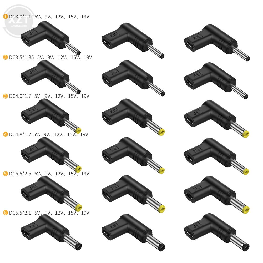 Conector de Alimentação USB C PD para DC, Tomada Universal, Adaptador de Carregamento, Conversor para Roteador, Tablet, 5V, 9V, 12V, 15V, 19V