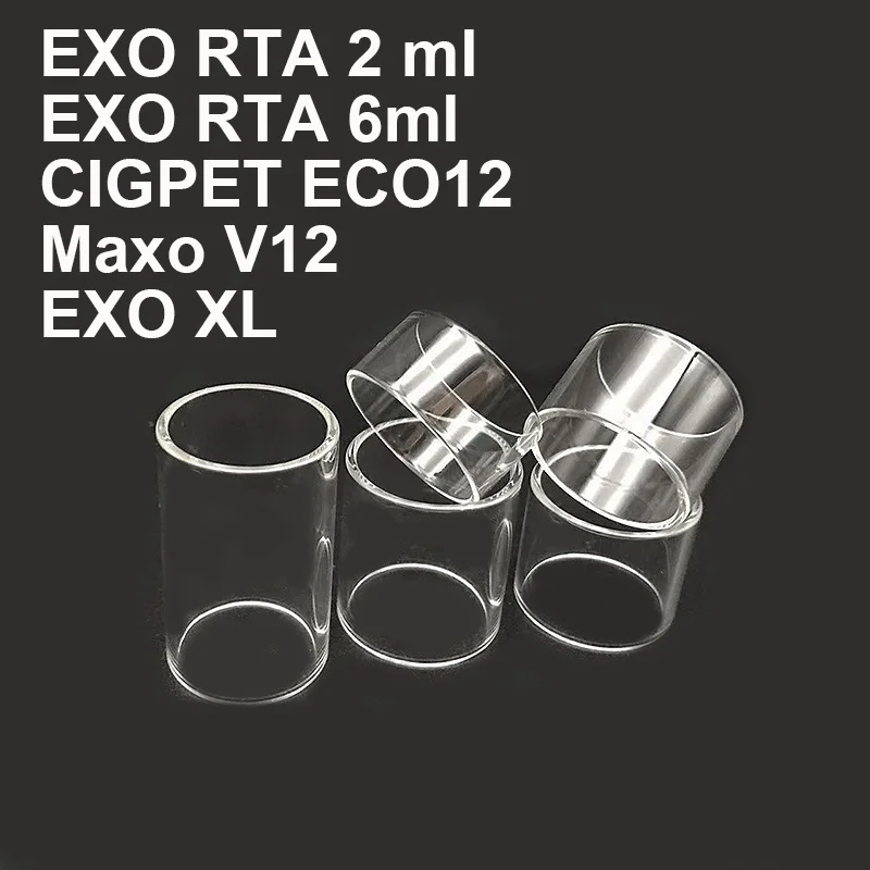 5PCS Straight Glass Tubes for IJOY EXO RTA 2 ml 6ml CIGPET ECO12  Maxo V12 EXO XL Glass Tank  Tubes