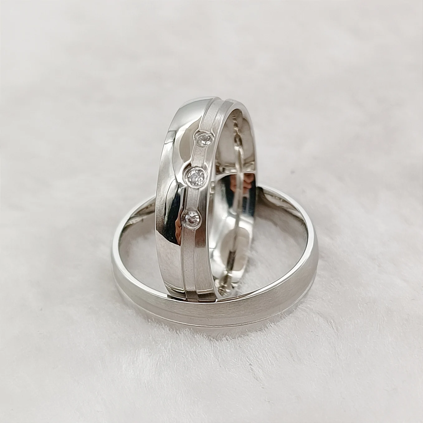 أربطة زفاف متطابقة للذكرى السنوية والخطوبة والمناسبات الرومانسية 316L خواتم زوجين من الفولاذ المقاوم للصدأ لا تتلاشى #2